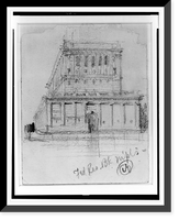 Historic Framed Print, Architectural drawing for a bank building (Federal Reserve Bank"),  Minneapolis,  Minnesota. Front perspective" - 2,  17-7/8" x 21-7/8"
