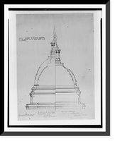 Alterations to the U.S. Capitol including extensions and new dome, Washington, D.C. Dome and tholos, Vintage Print