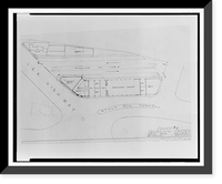 Historic Framed Print, [Shopping center for Lyon Inc., Lee Highway and Spout Run Parkway, Arlington, Virginia. Site & floor plan, study #1],  17-7/8" x 21-7/8"