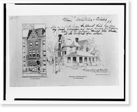 Historic Framed Print, Architectural drawing for a house for Dr. Elmer Southern and a Cottage at Cleveland Park,  Washington, D.C. Front perspectives,  17-7/8" x 21-7/8"