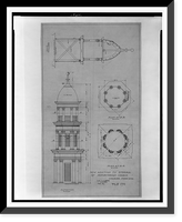 Historic Framed Print, Architectural drawing for alterations to the steeple of a Presbyterian church, Charles Town, West Virginia,  17-7/8" x 21-7/8"