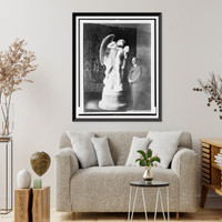 Historic Framed Print, Marble group by Daniel Chester French goes to Corcoran Art Gallery,  17-7/8" x 21-7/8"