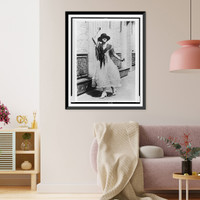 Historic Framed Print, [Princess Ileana of Romania, full-length portrait, facing front, wearing Spanish dress],  17-7/8" x 21-7/8"