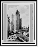 Historic Framed Print, [Tribune tower building, looking northeast, Chicago, Illinois],  17-7/8" x 21-7/8"
