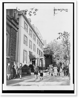 American flag flies at half mast over Blair House following death of President Roosevelt, Vintage Print
