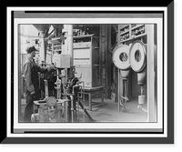 Historic Framed Print, Control deck of cement mixing plant,  17-7/8" x 21-7/8"