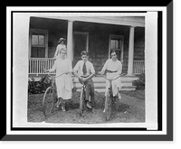 Clare Boothe Luce, David Boothe, and Buff" Elizabeth Cobbs, posed on lawn, with bicycles, Sound Beach, Connecticut", Vintage Print