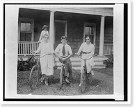 Clare Boothe Luce, David Boothe, and Buff" Elizabeth Cobbs, posed on lawn, with bicycles, Sound Beach, Connecticut", Vintage Print