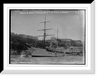 Princess Alice - yacht of Prince of Monaco, castle in background, Monaco, Antique Poster