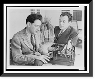George Kaufman using typewriter and Moss Hart talking, Vintage Print