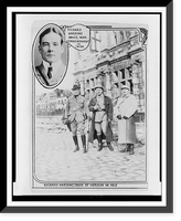 Richard Harding Davis at Verdun, with two other men, in 1915, and insert of head-and-shoulders portrait of Davis in 1898, Vintage Poster