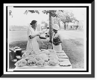 Historic Framed Print, [Woman selling baked goods by roadside],  17-7/8" x 21-7/8"