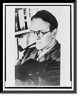 Raymond Chandler, half-length portrait, with pipe and holding cat Classic, Vintage Wall Art
