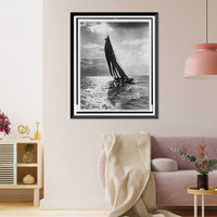 Gertrude L. Thebaud" under full sail, during her first tests, Gloucester, Massachusetts", Antique Print