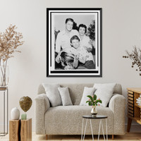 Nancy Davis, Ronald Reagan, Tommy Nolan and turkey pose for G.E. Theater, Historic Reproduction