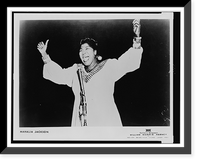 Historic Framed Print, [Mahalia Jackson, three-quarter length portrait, with her arms raised, singing before microphone],  17-7/8" x 21-7/8"