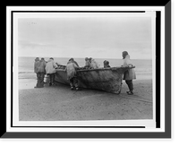 Historic Framed Print, Launching the whale boat. Cape Prince of Wales,  17-7/8" x 21-7/8"