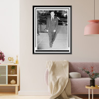 Tennessee Williams, full-length portrait, walking, at service for Dylan Thomas, facing front.World Telegram & Sun photo by Walter Albertin, Vintage Wall Art