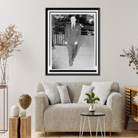 Tennessee Williams, full-length portrait, walking, at service for Dylan Thomas, facing front.World Telegram & Sun photo by Walter Albertin, Vintage Wall Art