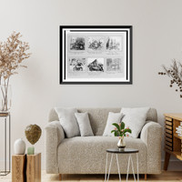 Historic Framed Print, [Portrait photographs of soldiers and servants from various Union headquarters; also shows photographer's tent, topographical engineer corps, and portraits of George A. Custer],  17-7/8" x 21-7/8"
