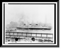 Historic Framed Print, S.S. Normandie & Empire State Bdg.,  17-7/8" x 21-7/8"