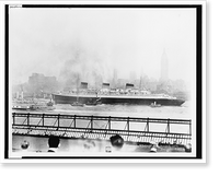 Historic Framed Print, S.S. Normandie & Empire State Bdg.,  17-7/8" x 21-7/8"