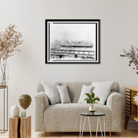 Historic Framed Print, S.S. Normandie & Empire State Bdg.,  17-7/8" x 21-7/8"
