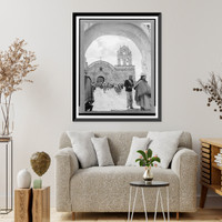 Historic Framed Print, [Facade of church, seen through arch, Laja, La Paz, Bolivia],  17-7/8" x 21-7/8"