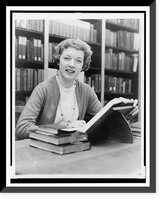Figure skater Tenley Albright studying in library at Radcliffe College, Historic Reproduction