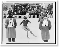 Figure skater Tenley Albright performs compulsory figures during Olympics in Cortina d'Ampezzo, Italy Classic, Antique Poster