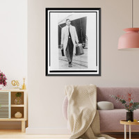 Bill Bradley, full-length portrait, at dock in Southampton, England, Vintage Poster