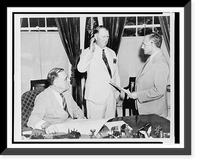 Supreme Court Justice Felix Frankfurter administers oath of office to Secretary of Navy, Col. Frank Knox, as President Franklin D. Roosevelt, seated, looks on, Historic Print