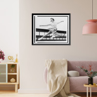 Tenley Albright, figure skater, in mid-air leap, Antique Wall Art