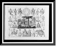 Historic Framed Print, [Images of Hindu cosmogony and gods].G. Heck, dirt. ; Henry Winkles sculp.,  17-7/8" x 21-7/8"