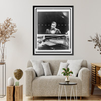 Historic Framed Print, [Erroll Garner seated at piano],  17-7/8" x 21-7/8"