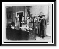 Josephus Daniels, seated at desk, with group of women, giving contribution to memorial in Belleau Woods Cemetery, France, Antique Print