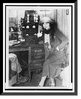 Alma Gluck, full-length portrait, seated, talking on radio in office of the Atlanta Journal, Antique Print