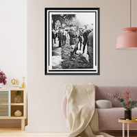 Gen. Douglas MacArthur and Col. Dwight D. Eisenhower stand among troops in Anacostia Flats, Antique Print