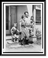 Jim Thorpe with family in front of their home in Ingleside, California, Historic Reproduction