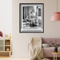 Jim Thorpe with family in front of their home in Ingleside, California, Historic Reproduction