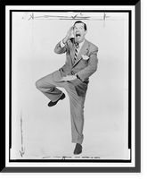 Milton Berle, full-length portrait, posed standing on one leg, with mouth wide open, Antique Poster