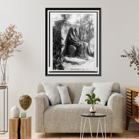 Historic Framed Print, [Marian (Clover) Adams Monument in Rock Creek Cemetery, Washington, D.C.],  17-7/8" x 21-7/8"