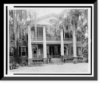 Exterior of facade of brick house with columned portico, Adams County, Mississippi, possibly Natchez Classic, Antique Wall Art