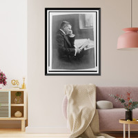 Historic Framed Print, [Charles Urban, half-length portrait, facing right, seated, looking at papers],  17-7/8" x 21-7/8"