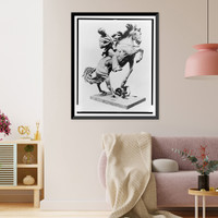 Historic Framed Print, [Sculpture of Jose Marti on horseback],  17-7/8" x 21-7/8"