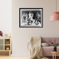 Rita Moreno singing America" with other members of the "Sharks" on movie set for the musical "West Side Story"", Vintage Print