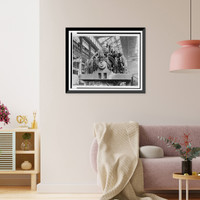 Some of the members of the Westinghouse Latin American Fraternity, on a large generator(?), Pittsburgh, Pennsylvania Classic, Vintage Wall Art
