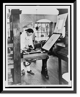 August Klapper, dressed in eighteenth century printer's garb in restored Colonial Williamsburg, Va..Colonial Williamsburg photograph by Thomas L. Williams, Antique Poster