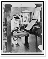 August Klapper, dressed in eighteenth century printer's garb in restored Colonial Williamsburg, Va..Colonial Williamsburg photograph by Thomas L. Williams, Antique Poster