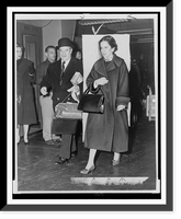 Oona O'Neill Chaplin, accompanied by Arthur Kelly at New York International Airport, Vintage Wall Art